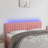 vidaXL Tăblie de pat cu LED, roz, 144x5x78/88 cm, catifea