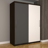 Dulap Dormitor Nova Eco 150 cm x 200 cm, fara oglinda, wenge cu usi glisante gri alb