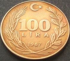 Moneda 10 LIRE TURCESTI - TURCIA, anul 1987 * cod 1427 A