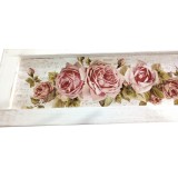 Ladita Decorativa din Lemn Alba Brushed Trandafiri