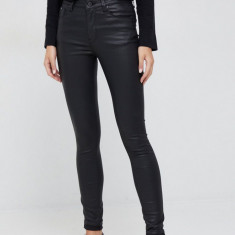 Pepe Jeans pantaloni femei, culoarea negru, mulata, high waist