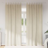 vidaXL Draperii opace cu agățătoare, 2 buc., crem, catifea