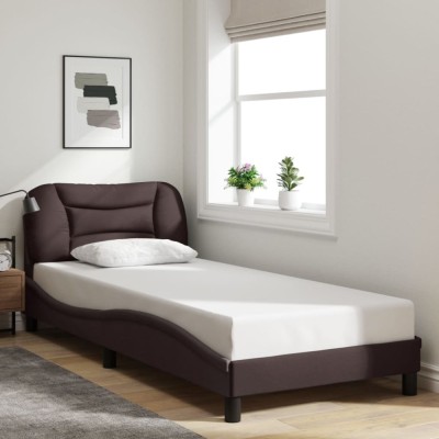 vidaXL Cadru de pat fără saltea, maro &amp;icirc;nchis, 90x200 cm, textil 3207747 foto