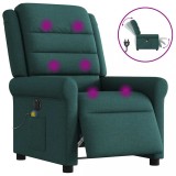 vidaXL Fotoliu electric de masaj rabatabil, verde &icirc;nchis, textil