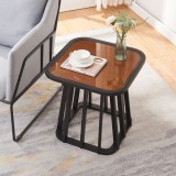 Masa laterala Burgess 51x51x51 cm, negru si aspect nuc, [en.casa]