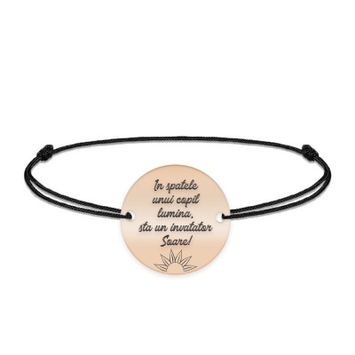 Bratara cu snur pentru profesori educatori - charm personalizat din argint 925 placat cu aur roz foto
