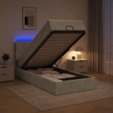 Cumpara ieftin Pat Ottoman cu Saltea si LED Gri deschis 90 x 190 cm Catifea