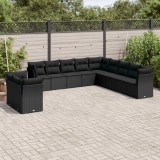 Gossi set canapele de gradina cu perne, 11 piese, negru, poliratan