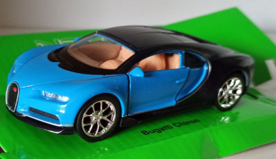 Macheta Bugatti Chiron albastru - Welly 1/36 foto