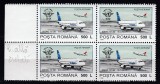 ROMANIA 1994 LP 1350 - 50 DE ANI ORGANIZATIA INTERNATIONALA A AVIATIEI CIVILE (OACI) VALOAREA 500 LEI HARTIE ALBA CRETATA BLOC 4 TIMBRE STARE MNH