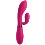 Vibrator Iepuras Silicon Roz Justforme OMG Mood, 10 Moduri Vibratie, 2 Motoare, Submersibil, 21cm