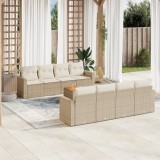 Gossi set canapele de gradina, 9 piese, cu perne, bej, poliratan