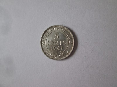 Newfoundland(Canada) 5 Cents 1941 argint aUNC foto