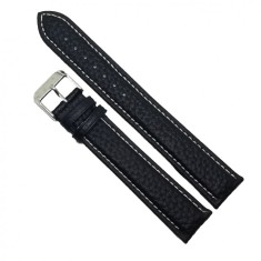 Curea de ceas din piele naturala neagra XL - 18mm, 20mm - C3052 2XL