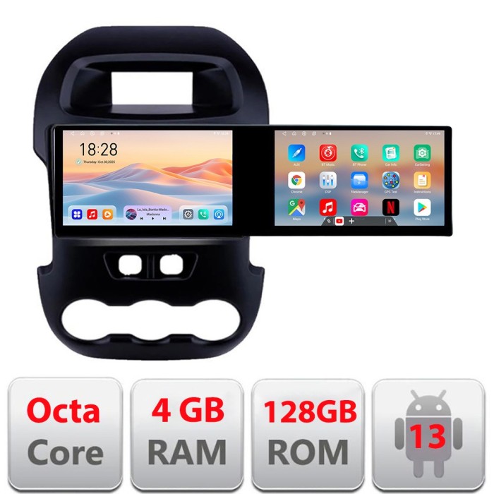 Navigatie Ford Ranger Kit-245 Edotec 2 ecrane 8 core 4+128 21.6 inch Incell android Wifi 5Ghz gps internet CarStore Technology