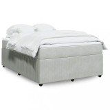 VidaXL Pat box spring cu saltea, gri deschis, 140x200 cm, catifea