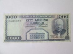 Rara! Islanda 1000 Kronur 1961 in stare foarte buna,bancnota din imagini la cel mai mic pret