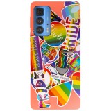 Husa compatibila cu Motorola G20 model Colorful Stickers, Silicon, TPU, Viceversa, Transparent, Carcasa
