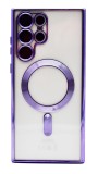 Husa Luxury tip MagSafe compatibila cu Samsung Galaxy S22 Plus, Full protection, Margini colorate, Mov, Oem