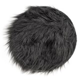 Perna scaun, imitatie blana, rotunda, diametru 34 cm, gri inchis