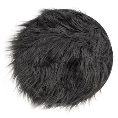 Perna scaun, imitatie blana, rotunda, diametru 34 cm, gri inchis foto