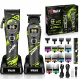 Cumpara ieftin Set Profesional Barber BIRAI&reg; WMARK NG-B868KIT, Masina de Tuns + Trimmer, Motor BLDC Outer Rotor, 8.500 RPM, Fara Fir, Baze de Incarcare, Gratare Mult