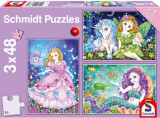 Puzzle 3x24 piese Princess Fairy and Mermaid, Schmidt