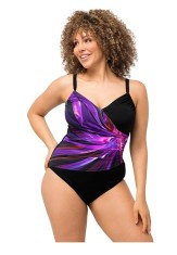 Costum de baie intreg pentru femei Ulla Popken Alina, negru violet, 42 - OUTLET