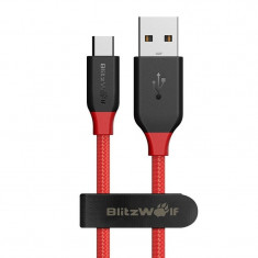 Cablu pentru incarcare si transfer de date BlitzWolf BW-MC4, USB/Micro-USB, Quick Charge 3.0, 2.4A, 1m, Rosu foto