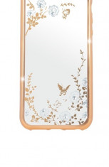 Husa silicon Beeyo Secret Garden aurie (flori si fluturi) spate transparent pentru Apple iPhone 7/8/SE 2020 foto