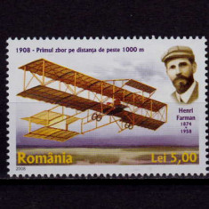 RO 2008 LP 1793 "Aviatie-100 ani primul zbor de 1000m" , serie , MNH