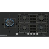 Plita incorporabila Bosch PRS9A6H40, 5 arzatoare, Flame select, Arzator Wok, Touch control &amp;amp; mecanic, Gratar fonta, 90 cm, Sticla neagra
