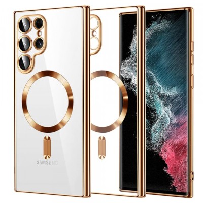 Husa MagSafe pentru Samsung Galaxy S22 Ultra 5G S908, Techsuit, Luxury Crystal, Aurie foto