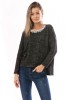 Bluza Dama Asimetrica Neagra cu Strasuri si Colier Aurie, Vascoza Lycra. Marimi S/M