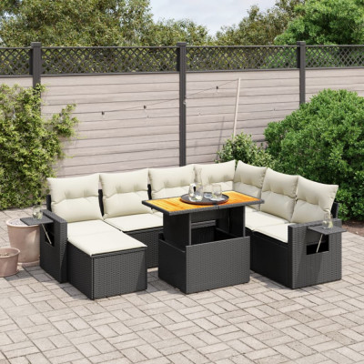 Set mobilier de gradina cu perne, 8 piese, negru, poliratan GartenMobel Dekor foto