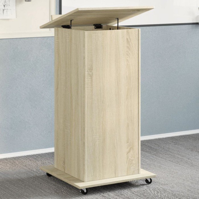 Gossi pupitru roti si sertar stejar sonoma 55x55x107cm lemn prelucrat