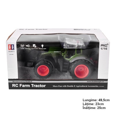 Jucarie tractor cu telecomanda doubleE RC 1:16 2.4 Ghz, lumini, sunete 25m raza de actiune 2.16 km/h viteza foto