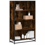 Biblioteca Gossi Stejar Fumuriu 80.5x35x139cm Lemn si Metal Rafturi Living