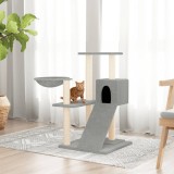 VidaXL Ansamblu de pisici, st&acirc;lpi din funie sisal, gri deschis, 82 cm
