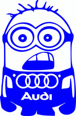 Sticker auto &amp;quot;Audi minion&amp;#039;&amp;#039;, 20x14cm, albastru foto