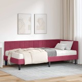 Cumpara ieftin Cadru de pat colțar cu saltea bordo 100 x 200 cm Catifea