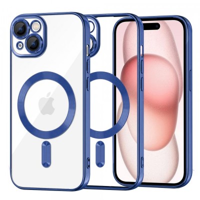 Husa MagSafe pentru Apple iPhone 15, Techsuit, Luxury Crystal, Albastra foto