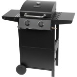 Gratar gradina, grill dreptunghiular, cu gaz, 2 arzatoare, cu roti, capac, rafturi, BBQ Andora GartenVIP DiyLine, Strend Pro