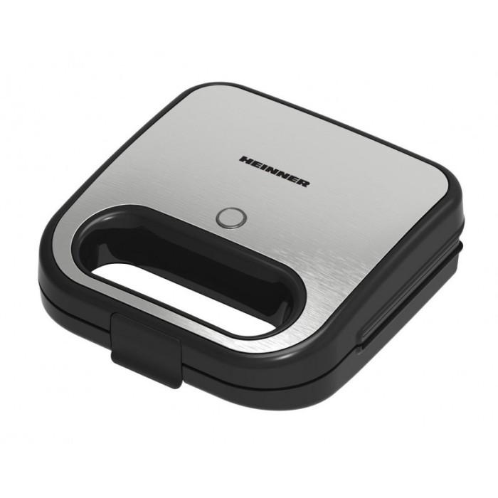 Sandwich maker Heinner SILVERSTONE, 750 W, capacitate 2 sandwich-uri, placi antiadezive fixe tip grill