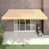 VidaXL Copertină retractabilă galben și alb, 4x3 m, textil și aluminiu