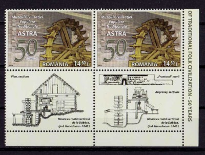 RO 2013 LP 2001a,&amp;quot;Muzeul ASTRA-50 ani&amp;quot;,bloc de 4 : pereche 2marci+2 viniete ,MNH foto