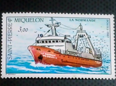 Saint Pierre et Miquelon 1987 vapoare, nave serie 1v. mnh foto