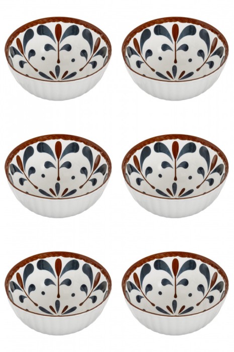 Set boluri, 6 piese, 250 ml, Portelan, Alb
