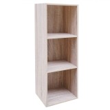 Bibliotecă MDF Lemn Maro Deschis, 3 Rafturi, 30x23.5x89cm, Etajeră Multifuncțională, Living, Birou, Ușor de Asamblat