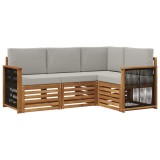 vidaXL Seturi de canapele cu pernă 4 pcs Lemn Solid de Acacia 3384292